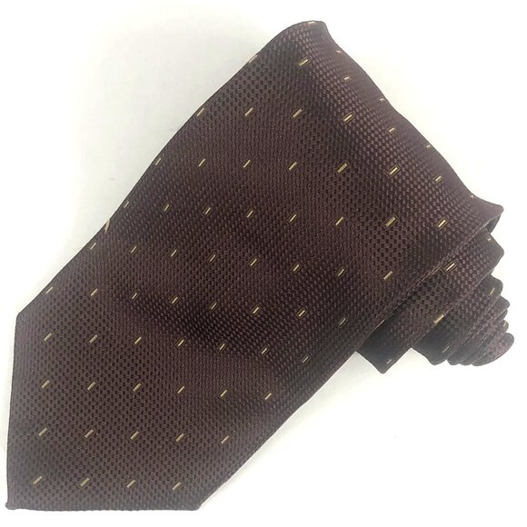 Vintage Hart Schaffner Marx Men's Neck Tie Burgundy Gold  Silk Italy Textured - Picture 1 of 5